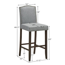 Load image into Gallery viewer, Gymax Set of 4 Nailhead Bar Stools 29'' Bar Height with Rubber Wood Legs Grey
