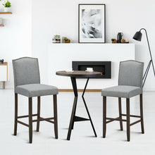 Load image into Gallery viewer, Gymax Set of 4 Nailhead Bar Stools 29'' Bar Height with Rubber Wood Legs Grey

