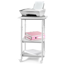 Load image into Gallery viewer, Gymax 3-Tier Rolling Adjustable Printer Cart Machine Stand Storage Rack White
