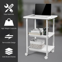Load image into Gallery viewer, Gymax 3-Tier Rolling Adjustable Printer Cart Machine Stand Storage Rack White
