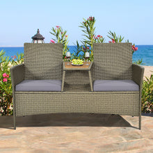 Load image into Gallery viewer, Gymax Patio Rattan Loveseat Outdoor 2-Person Conversation Set w/ Built-in Table
