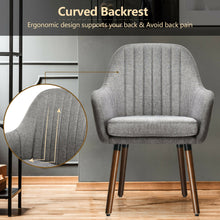 Load image into Gallery viewer, Gymax Set of 2 Accent Chairs Fabric Upholstered Armchairs w/Wooden Legs Gray
