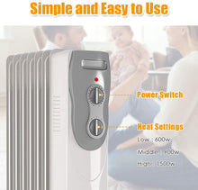 Load image into Gallery viewer, Gymax 1500W Oil Filled Radiator Portable Space Heater w/ 3 Heat Settings
