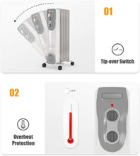 Load image into Gallery viewer, Gymax 1500W Oil Filled Radiator Portable Space Heater w/ 3 Heat Settings
