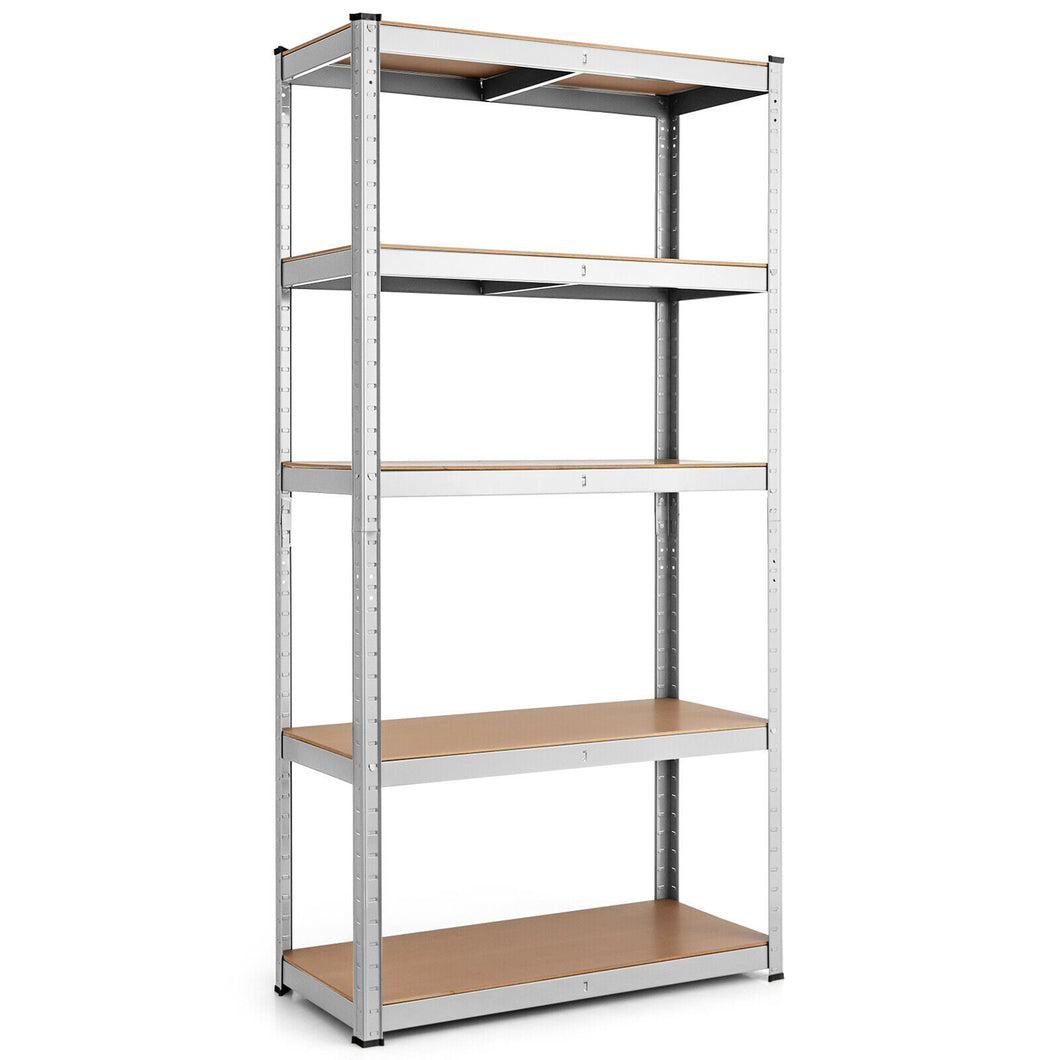 Gymax 1/2/3/4PC Adjustable 36''x72'' Heavy Duty 5 Level Garage Tool Shelf 2000lbs Silver