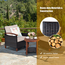 Load image into Gallery viewer, Gymax 3PCS Patio Wicker Rattan Conversation Set Outdoor Furniture Set w/ Beige Cushion
