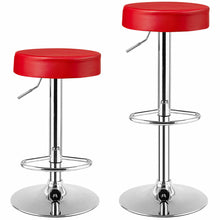 Load image into Gallery viewer, Gymax 2PCS Adjustable Swivel Bar Stool PU Leather Kitchen Counter Bar Chairs Red
