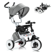 Load image into Gallery viewer, Gymax 4-In-1 Kids Baby Tricycle Learning Toy Bike w/ Detachable Canopy
