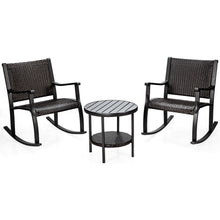 Load image into Gallery viewer, Gymax 3PCS Rattan Rocking Bistro Set Patio Conversation Set Patio Yard Outdoor
