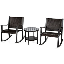 Load image into Gallery viewer, Gymax 3PCS Rattan Rocking Bistro Set Patio Conversation Set Patio Yard Outdoor
