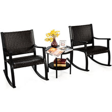 Load image into Gallery viewer, Gymax 3PCS Rattan Rocking Bistro Set Patio Conversation Set Patio Yard Outdoor
