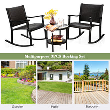 Load image into Gallery viewer, Gymax 3PCS Rattan Rocking Bistro Set Patio Conversation Set Patio Yard Outdoor
