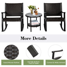 Load image into Gallery viewer, Gymax 3PCS Rattan Rocking Bistro Set Patio Conversation Set Patio Yard Outdoor

