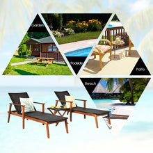 Load image into Gallery viewer, Gymax 3PCS Outdoor Chaise Lounge Set Patio Yard w/ Side Table Adjustable Backrest

