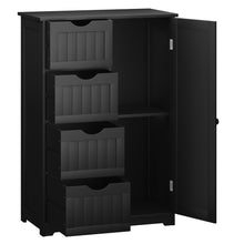 Load image into Gallery viewer, Gymax Storage Floor Cabinet Organizer Cupboard w/ 4 Drawers Adjustable Shelf Black
