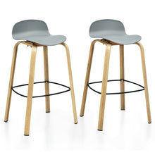 Load image into Gallery viewer, Gymax Modern Set of 2 Barstools 30inch Pub Chairs w/Low Back &amp; Metal Legs Grey
