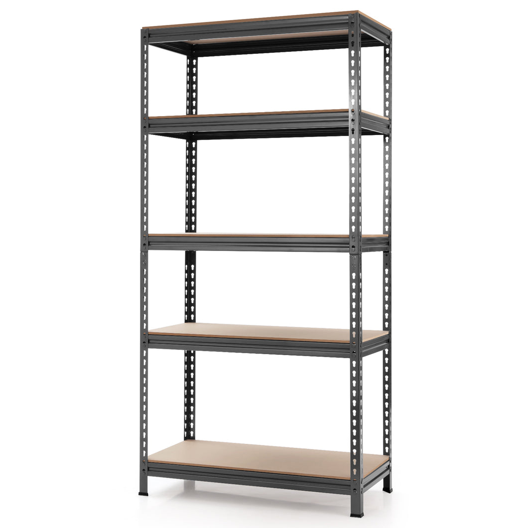 Gymax 73'' Metal 5-Tier Garage Storage Rack Shelf Freestanding w/ Adjustable Unit Grey