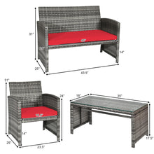 Load image into Gallery viewer, Gymax 8PCS Patio Outdoor Rattan Conversation Furniture Set w/ Red Cushion
