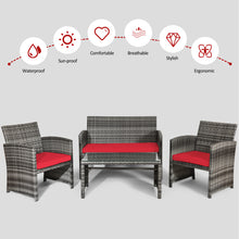 Load image into Gallery viewer, Gymax 8PCS Patio Outdoor Rattan Conversation Furniture Set w/ Red Cushion
