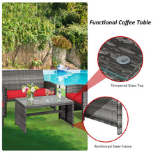 Load image into Gallery viewer, Gymax 8PCS Patio Outdoor Rattan Conversation Furniture Set w/ Red Cushion
