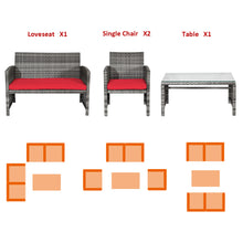 Load image into Gallery viewer, Gymax 8PCS Patio Outdoor Rattan Conversation Furniture Set w/ Red Cushion
