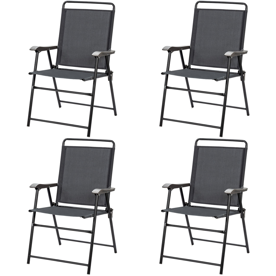 Gymax Set of 4 Folding Patio Chair Portable Sling Chair Yard Garden Outdoor