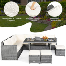 Load image into Gallery viewer, Gymax 7PCS Rattan Patio Sectional Sofa Set Conversation Set w/ White Cushions
