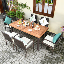 Load image into Gallery viewer, Gymax 7PCS Patio Rattan Dining Set Wooden Table Top Cushioned Chair Garden
