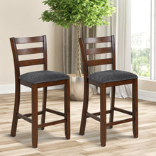 Load image into Gallery viewer, Gymax Set of 2 Barstools Counter Height Chairs w/Fabric Seat &amp; Rubber Wood Legs
