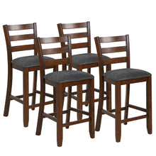 Load image into Gallery viewer, Gymax Set of 4 Barstools Counter Height Chairs w/Fabric Seat &amp; Rubber Wood Legs
