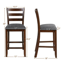 Load image into Gallery viewer, Gymax Set of 4 Barstools Counter Height Chairs w/Fabric Seat &amp; Rubber Wood Legs
