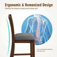 Load image into Gallery viewer, Gymax Set of 4 Barstools Counter Height Chairs w/Fabric Seat &amp; Rubber Wood Legs
