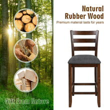 Load image into Gallery viewer, Gymax Set of 4 Barstools Counter Height Chairs w/Fabric Seat &amp; Rubber Wood Legs
