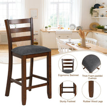 Load image into Gallery viewer, Gymax Set of 4 Barstools Counter Height Chairs w/Fabric Seat &amp; Rubber Wood Legs
