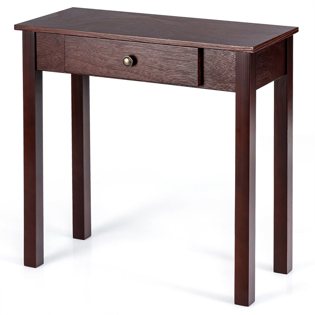 Gymax Console Table with Drawer Entryway Hallway Accent Wooden Table Espresso