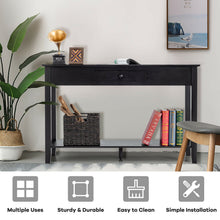 Load image into Gallery viewer, Gymax Console Table with Drawer Shelf 2 Tier Sofa Side Accent Table Black
