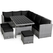 Load image into Gallery viewer, Gymax 7PCS Rattan Patio Sectional Sofa Set Conversation Set w/ Black Cushions
