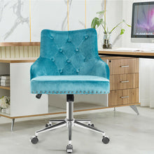 Load image into Gallery viewer, Gymax Velvet Office Chair Upholstered Swivel Computer Task Chair Turquoise
