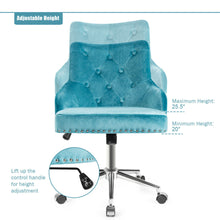 Load image into Gallery viewer, Gymax Velvet Office Chair Upholstered Swivel Computer Task Chair Turquoise
