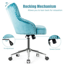 Load image into Gallery viewer, Gymax Velvet Office Chair Upholstered Swivel Computer Task Chair Turquoise

