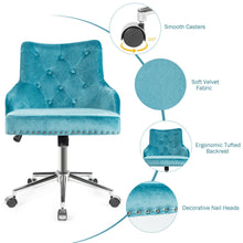 Load image into Gallery viewer, Gymax Velvet Office Chair Upholstered Swivel Computer Task Chair Turquoise
