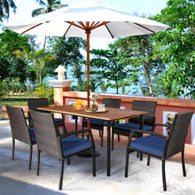 Load image into Gallery viewer, Gymax 7PCS Patio Dining Furniture Set Yard w/ Wooden Tabletop Navy Cushions
