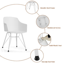 Load image into Gallery viewer, Gymax 4PCS Modern Dining Chair Plastic Arm Chair Home Office w/ Metal Legs White
