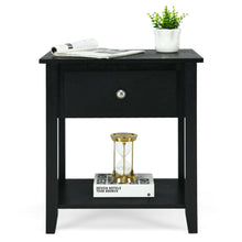 Load image into Gallery viewer, Gymax 2PCS Nightstand Sofa End Side Table W/ Storage Drawer Bottom Shelf Black

