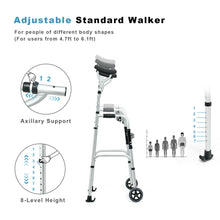 Load image into Gallery viewer, Gymax Folding Rehabilitation Auxiliary Standard Walker Aluminum Alloy W/ Support
