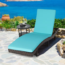 Load image into Gallery viewer, Gymax Foldable Patio Rattan Chaise Lounge Chair w/5 Back Positions Turquoise Cushion
