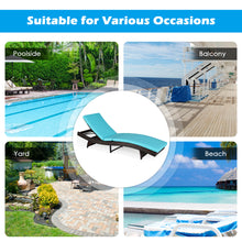 Load image into Gallery viewer, Gymax Foldable Patio Rattan Chaise Lounge Chair w/5 Back Positions Turquoise Cushion
