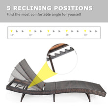Load image into Gallery viewer, Gymax Foldable Patio Rattan Chaise Lounge Chair w/5 Back Positions Turquoise Cushion
