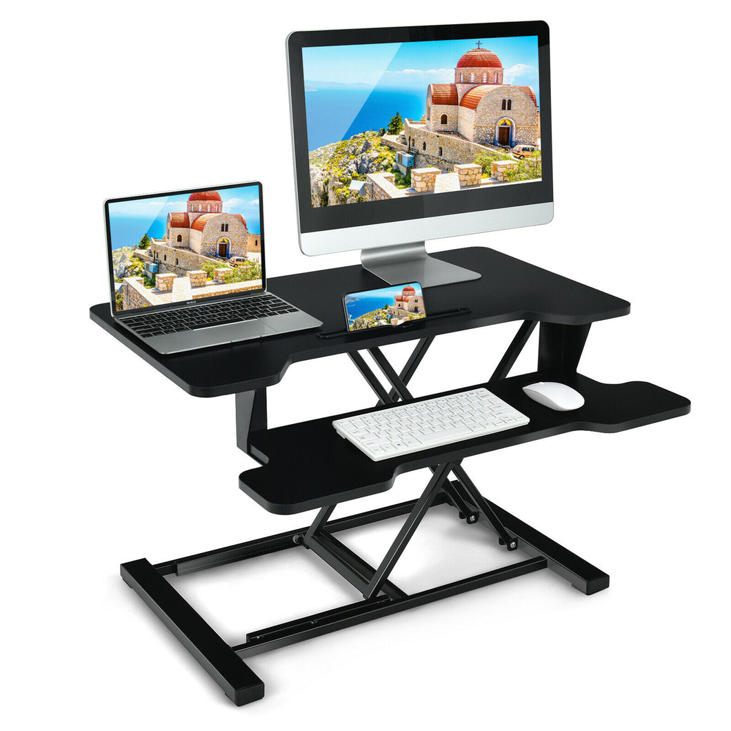 Gymax Sit to Stand Desk 32'' Standing Desk Converter Height Adjustable