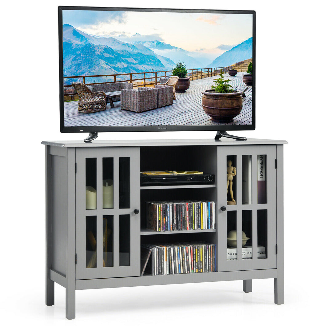 Gymax Wood TV Stand Entertainment Media Center Console for TV's up to 50'' Grey